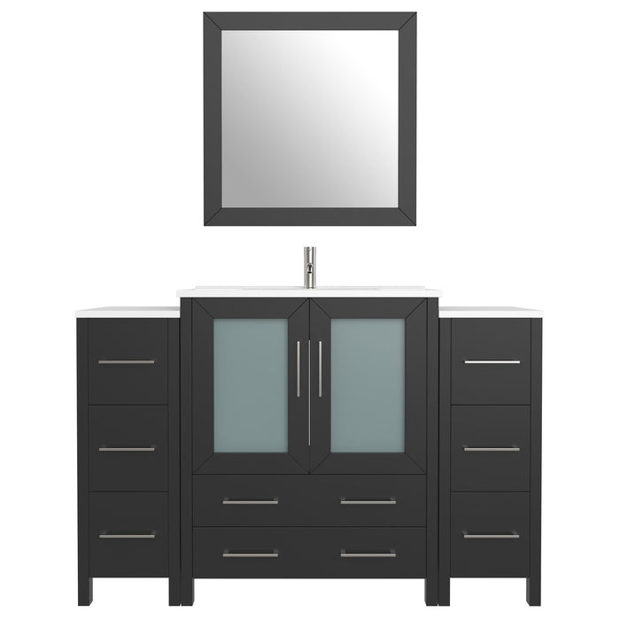 54" Single Sink Modern Bathroom Vanity Set with White Ceramic Top & Free Mirror – Large Storage Cabinet with 8 Drawers VA3030-54 - HomeBeyond