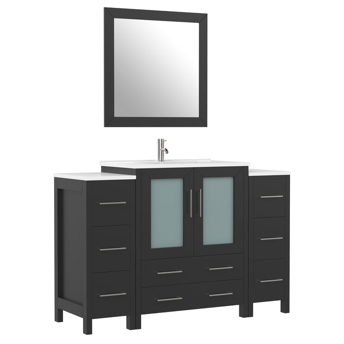 54" Single Sink Modern Bathroom Vanity Set with White Ceramic Top & Free Mirror – Large Storage Cabinet with 8 Drawers VA3030-54 - HomeBeyond