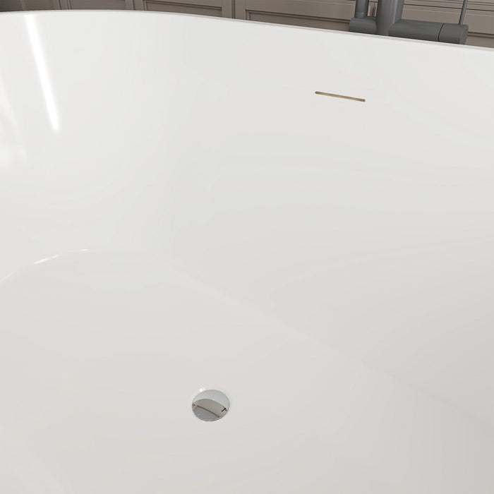 54" X 29" Non-Slip White Acrylic Freestanding Soaking Bathtub with Air Bath Option Available - HomeBeyond