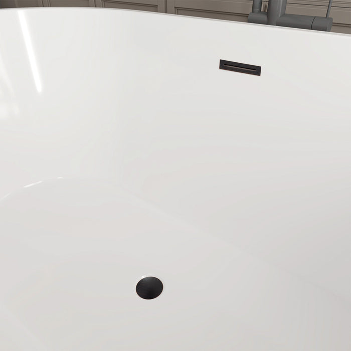 54" X 29" Non-Slip White Acrylic Freestanding Soaking Bathtub with Air Bath Option Available - HomeBeyond