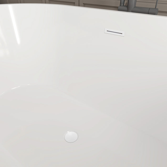 54" X 29" Non-Slip White Acrylic Freestanding Soaking Bathtub with Air Bath Option Available - HomeBeyond
