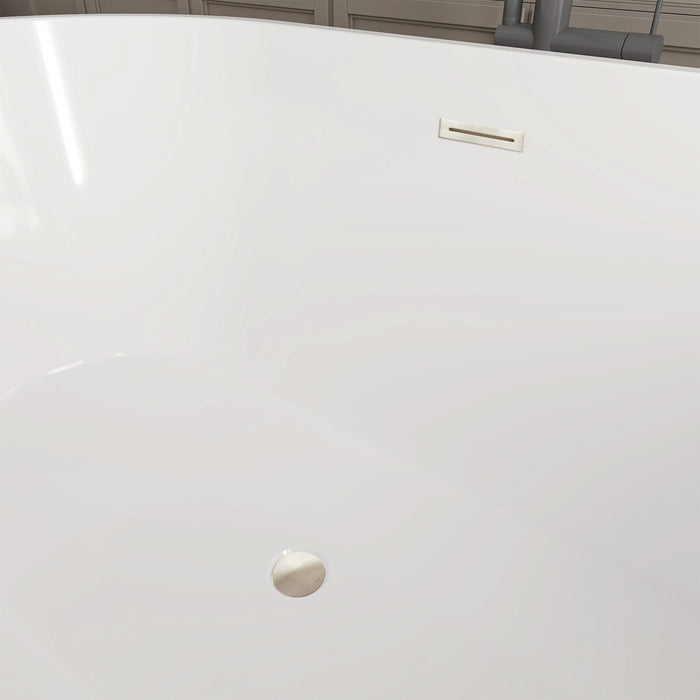 54" X 29" Non-Slip White Acrylic Freestanding Soaking Bathtub with Air Bath Option Available - HomeBeyond