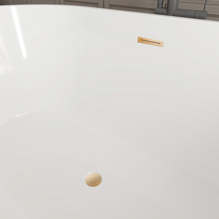54" X 29" Non-Slip White Acrylic Freestanding Soaking Bathtub with Air Bath Option Available - HomeBeyond