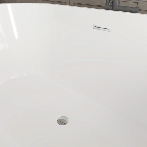 54" X 29" Non-Slip White Acrylic Freestanding Soaking Bathtub with Air Bath Option Available - HomeBeyond