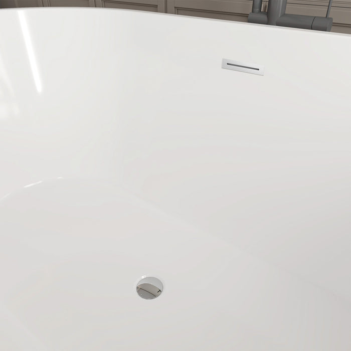 54" X 29" Non-Slip White Acrylic Freestanding Soaking Bathtub with Air Bath Option Available - HomeBeyond