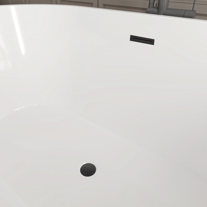54" X 29" Non-Slip White Acrylic Freestanding Soaking Bathtub with Air Bath Option Available - HomeBeyond