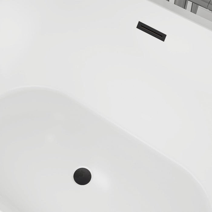 54" x 30" Modern Freestanding Acrylic Soaking Bathtub Glossy White Extra Small Soaker Tub Center Drain VA6815-XS - HomeBeyond