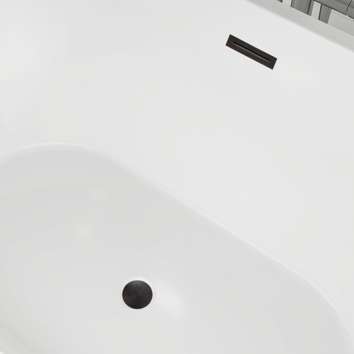 54" x 30" Modern Freestanding Acrylic Soaking Bathtub Glossy White Extra Small Soaker Tub Center Drain VA6815-XS - HomeBeyond