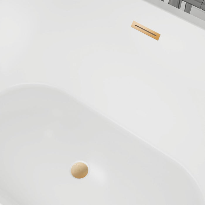 54" x 30" Modern Freestanding Acrylic Soaking Bathtub Glossy White Extra Small Soaker Tub Center Drain VA6815-XS - HomeBeyond