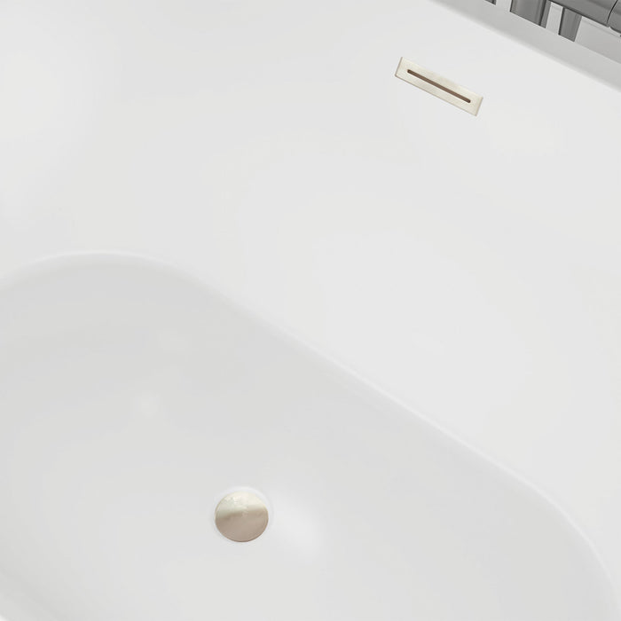 54" x 30" Modern Freestanding Acrylic Soaking Bathtub Glossy White Extra Small Soaker Tub Center Drain VA6815-XS - HomeBeyond