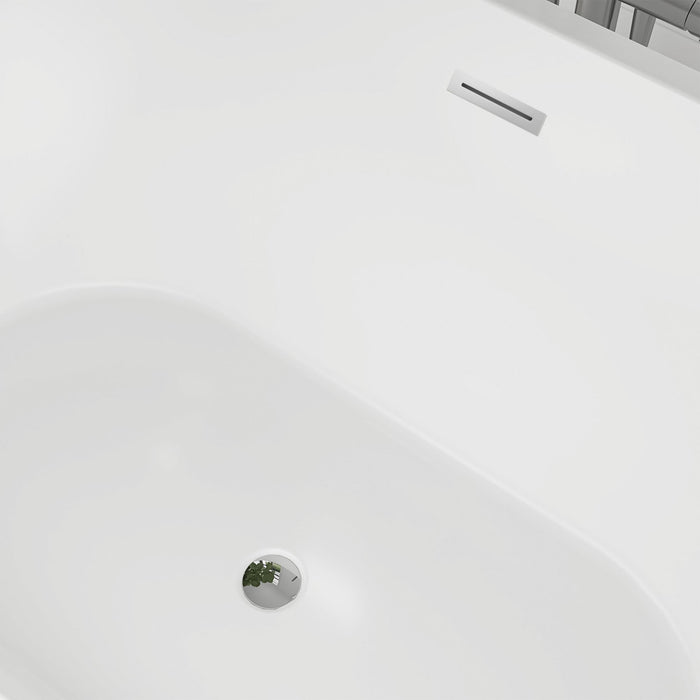 54" x 30" Modern Freestanding Acrylic Soaking Bathtub Glossy White Extra Small Soaker Tub Center Drain VA6815-XS - HomeBeyond