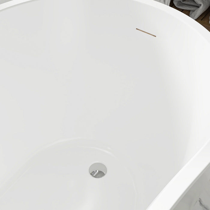 54"x28" Freestanding Acrylic Bathtub, Contemporary Design Soaking Tub with Slotted Overflow and Pop-up Drain - HomeBeyond