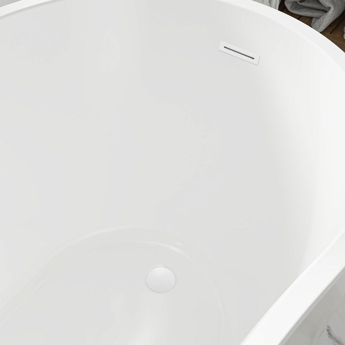 54"x28" Freestanding Acrylic Bathtub, Contemporary Design Soaking Tub with Slotted Overflow and Pop-up Drain - HomeBeyond