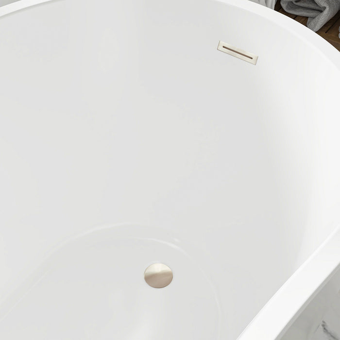 54"x28" Freestanding Acrylic Bathtub, Contemporary Design Soaking Tub with Slotted Overflow and Pop-up Drain - HomeBeyond