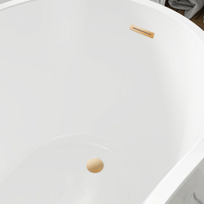 54"x28" Freestanding Acrylic Bathtub, Contemporary Design Soaking Tub with Slotted Overflow and Pop-up Drain - HomeBeyond