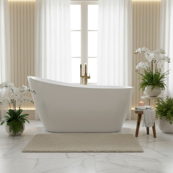 55" X 28" Freestanding Acrylic Bathtub, Contemporary Design Soaking Tub with Overflow and Pop - up Drain - HomeBeyond