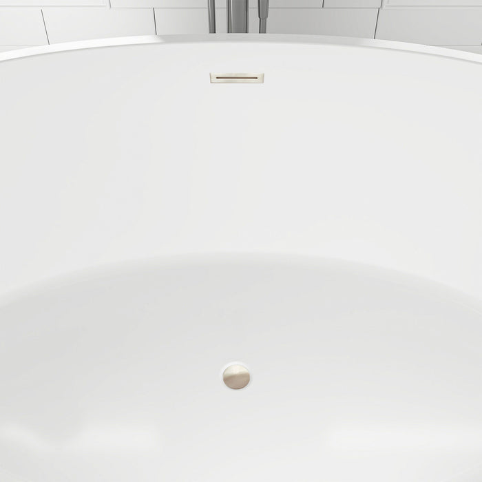 55" x 32" Modern Oval Freestanding Acrylic Soaking Bathtub White Compact Soaker Tub Center Drain VA6834-S - HomeBeyond