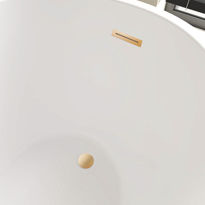 55"x28" Freestanding Acrylic Bathtub, Contemporary Design Soaking Tub with Overflow and Pop-up Drain - HomeBeyond
