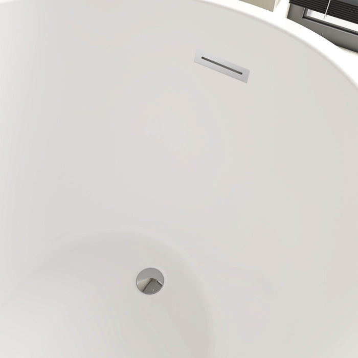 55"x28" Freestanding Acrylic Bathtub, Contemporary Design Soaking Tub with Overflow and Pop-up Drain - HomeBeyond