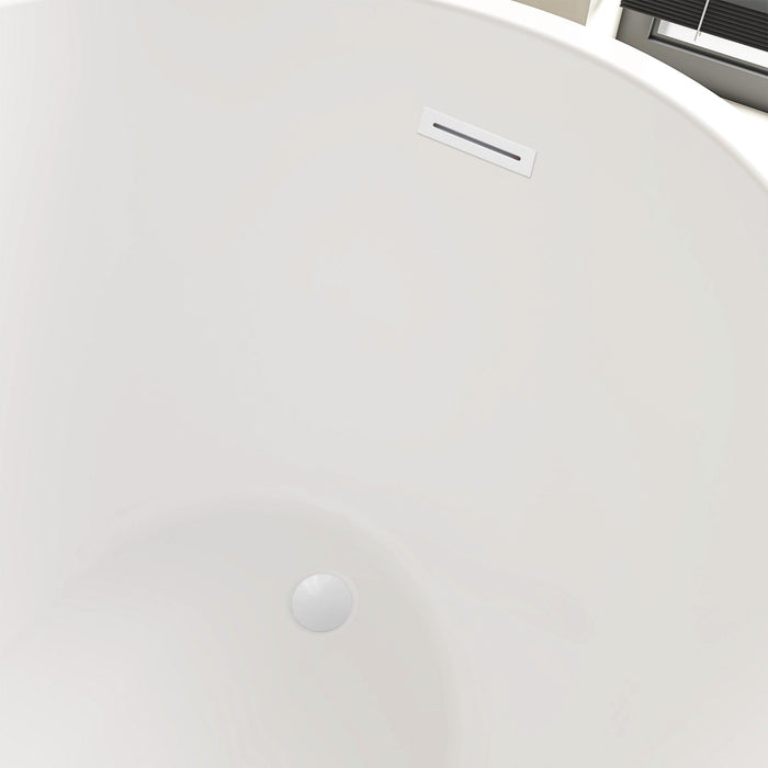 55"x28" Freestanding Acrylic Bathtub, Contemporary Design Soaking Tub with Overflow and Pop-up Drain - HomeBeyond