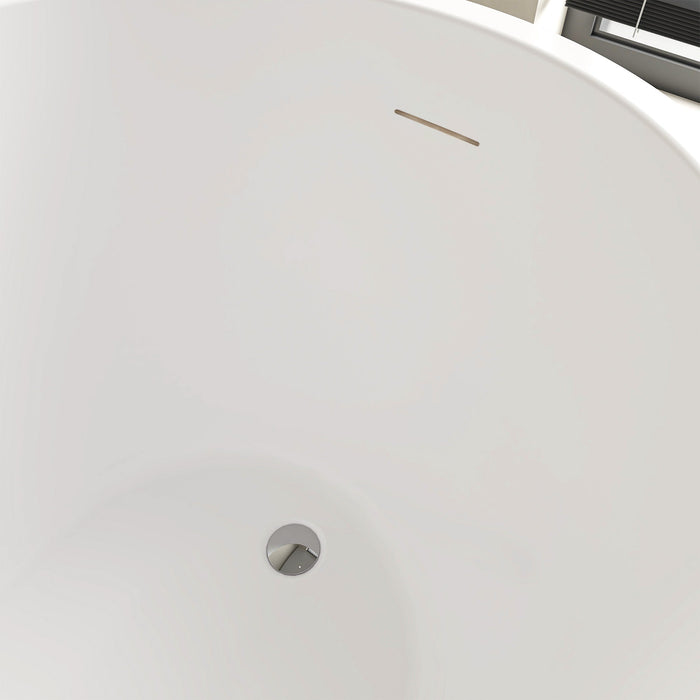 55"x28" Freestanding Acrylic Bathtub, Contemporary Design Soaking Tub with Overflow and Pop-up Drain - HomeBeyond