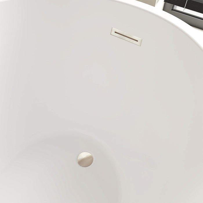 55"x28" Freestanding Acrylic Bathtub, Contemporary Design Soaking Tub with Overflow and Pop-up Drain - HomeBeyond