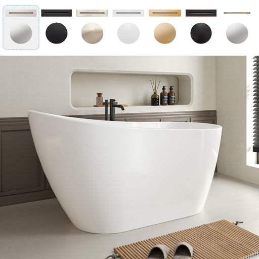 55"x28" Freestanding Acrylic Bathtub, Contemporary Design Soaking Tub with Overflow and Pop-up Drain - HomeBeyond