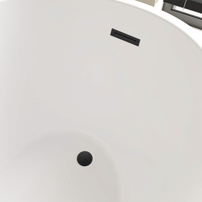 55"x28" Freestanding Acrylic Bathtub, Contemporary Design Soaking Tub with Overflow and Pop-up Drain - HomeBeyond