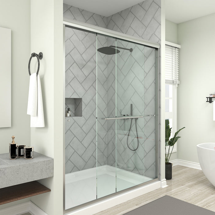 56–60" W x 76" Frameless Sliding Shower Door with Explosion-Proof Clear Glass - HomeBeyond