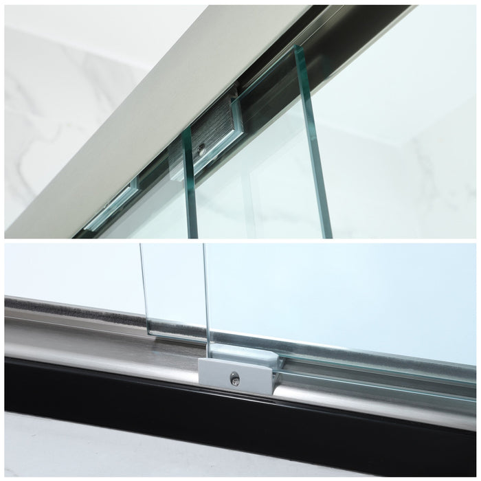56–60" W x 76" Frameless Sliding Shower Door with Explosion-Proof Clear Glass - HomeBeyond