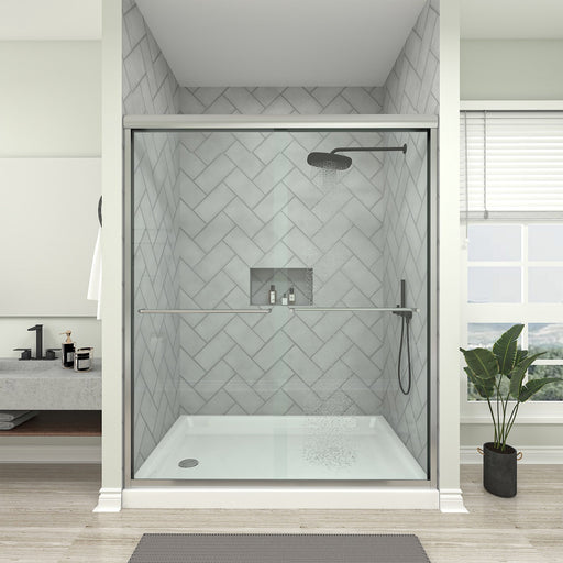 56–60" W x 76" Frameless Sliding Shower Door with Explosion-Proof Clear Glass - HomeBeyond