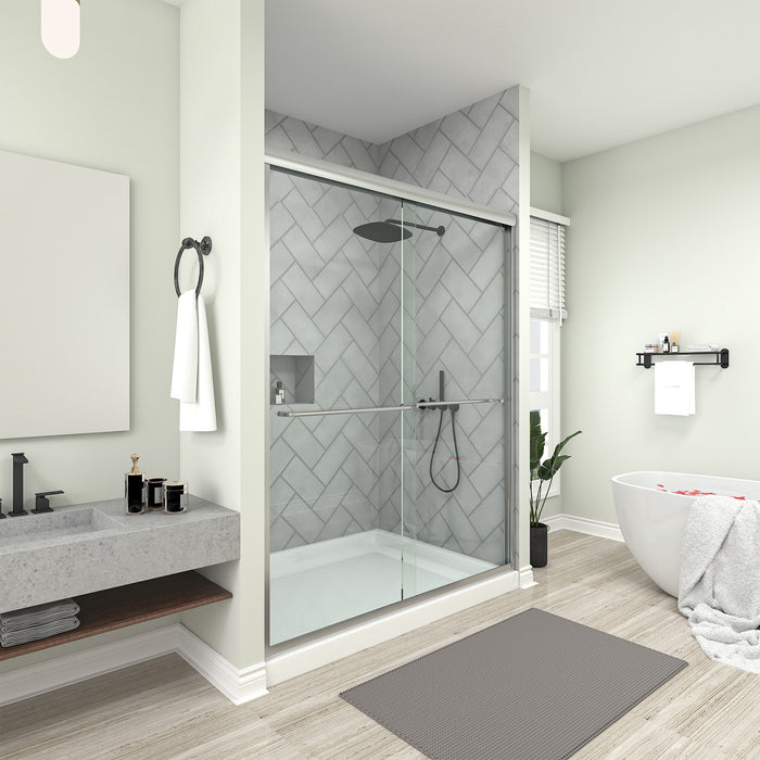 56–60" W x 76" Frameless Sliding Shower Door with Explosion-Proof Clear Glass - HomeBeyond