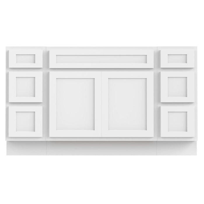 57" Plywood Bathroom Vanity Cabinet without Top - 6 Drawers & 2 Doors - HomeBeyond