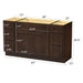 57" Plywood Bathroom Vanity Cabinet without Top - 6 Drawers & 2 Doors - HomeBeyond