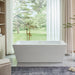 59" Freestanding White Acrylic Bathtub, Modern Stand Alone Soaking Tub with Slotted Overflow and Pop-up Drain - HomeBeyond