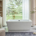 59" Freestanding White Acrylic Bathtub, Modern Stand Alone Soaking Tub with Slotted Overflow and Pop-up Drain - HomeBeyond