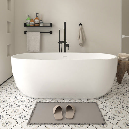 59" X 29" Freestanding White Acrylic Bathtub Modern Stand Alone Soaking Tub VA6906-S - HomeBeyond
