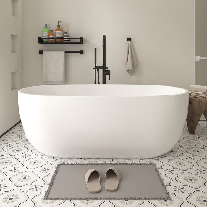 59" X 29" Freestanding White Acrylic Bathtub Modern Stand Alone Soaking Tub VA6906-S - HomeBeyond