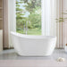 59" X 29" Freestanding White Acrylic Bathtub, Modern Stand Alone Soaking Tub with Slotted Overflow and Pop - up Drain - HomeBeyond
