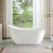 59" X 29" Freestanding White Acrylic Bathtub, Modern Stand Alone Soaking Tub with Slotted Overflow and Pop - up Drain - HomeBeyond