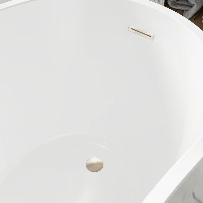 59" x 29" Modern Freestanding Acrylic Soaking Bathtub White Compact Soaker Tub with Slotted Overflow VA6904-S - HomeBeyond