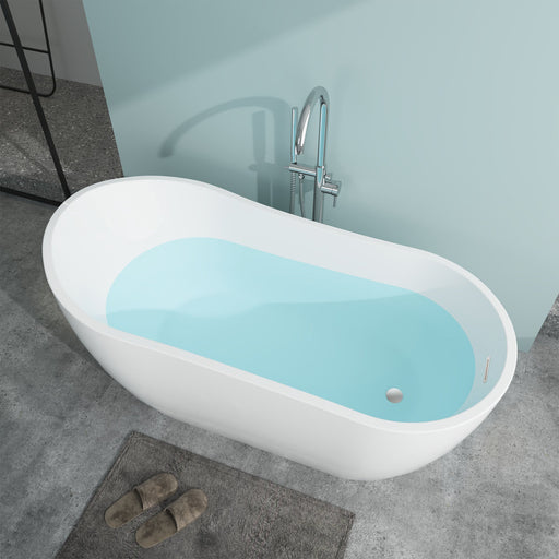 59" x 29" Modern Freestanding Acrylic Soaking Bathtub White Compact Soaker Tub with Slotted Overflow VA6904-S - HomeBeyond