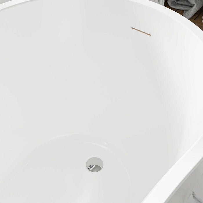 59" x 29" Modern Freestanding Acrylic Soaking Bathtub White Compact Soaker Tub with Slotted Overflow VA6904-S - HomeBeyond