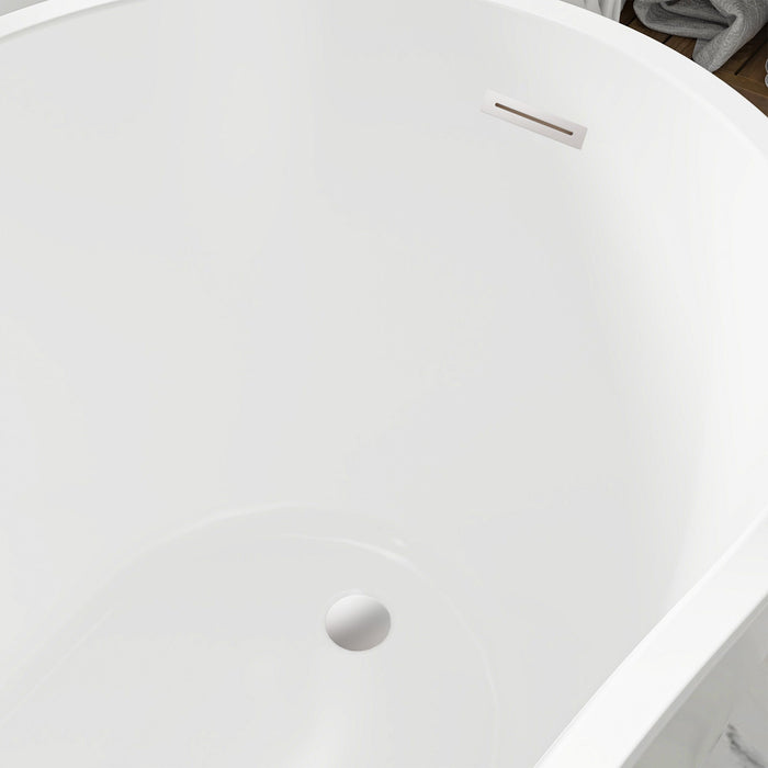 59" x 29" Modern Freestanding Acrylic Soaking Bathtub White Compact Soaker Tub with Slotted Overflow VA6904-S - HomeBeyond