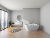 59" x 30" Modern Freestanding Acrylic Soaking Bathtub Glossy White Compact Soaker Tub Chrome Drain VA6835-S - HomeBeyond