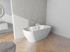 59" x 30" Modern Freestanding Acrylic Soaking Bathtub Glossy White Compact Soaker Tub Chrome Drain VA6835-S - HomeBeyond