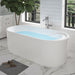 59" x 30" Modern Freestanding Acrylic Soaking Bathtub Glossy White Compact Soaker Tub Chrome Drain VA6909-S - HomeBeyond