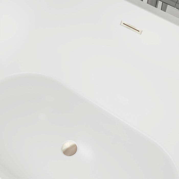 59" x 30" Modern Freestanding Acrylic Soaking Bathtub Glossy White Compact Soaker Tub Slotted Overflow VA6815-S - HomeBeyond