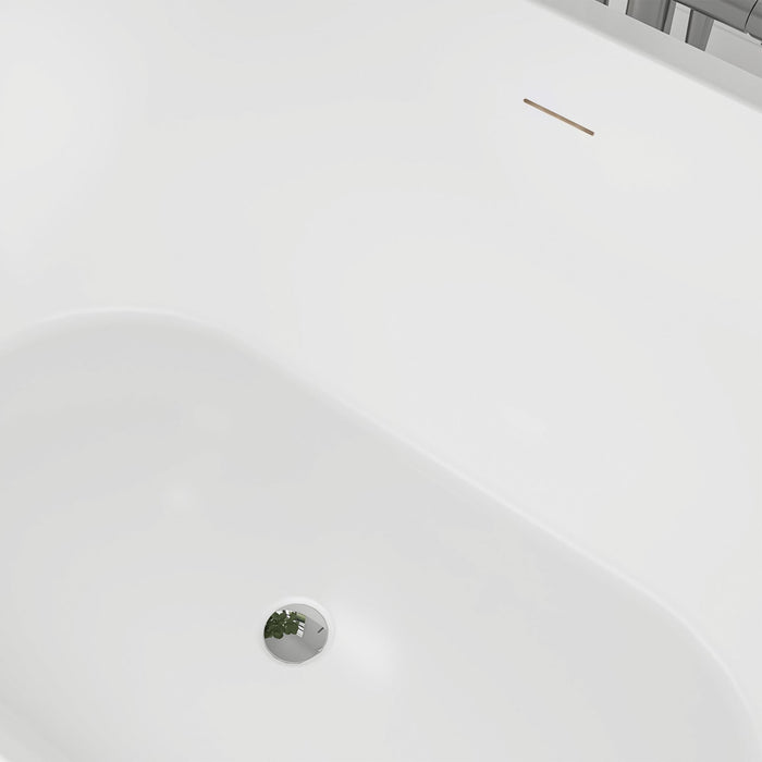 59" x 30" Modern Freestanding Acrylic Soaking Bathtub Glossy White Compact Soaker Tub Slotted Overflow VA6815-S - HomeBeyond