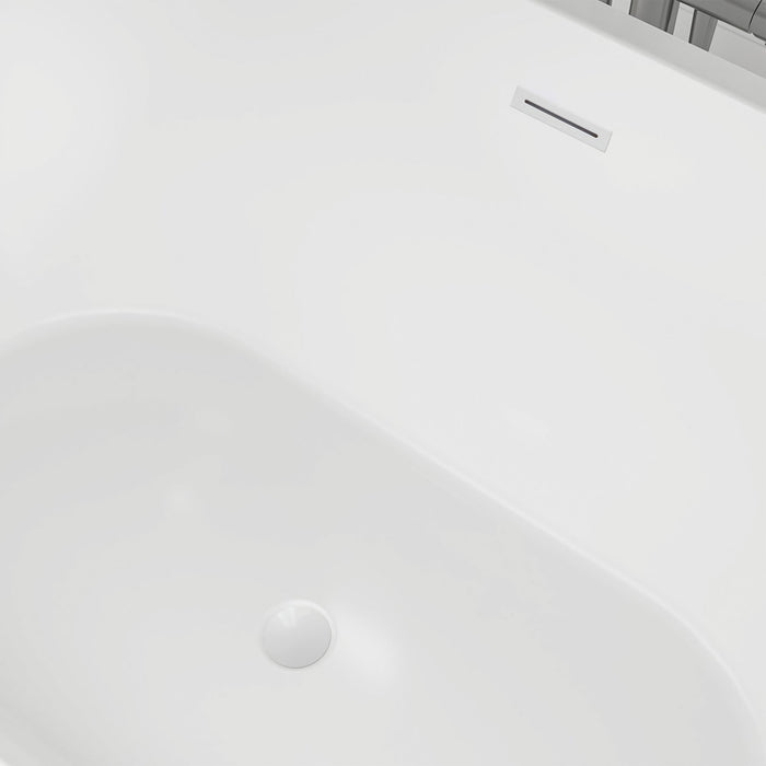 59" x 30" Modern Freestanding Acrylic Soaking Bathtub Glossy White Compact Soaker Tub Slotted Overflow VA6815-S - HomeBeyond